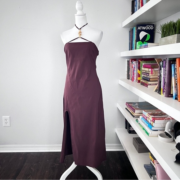 Cult Gaia Brown Castila Halterneck midi dress size large - Picture 4 of 15